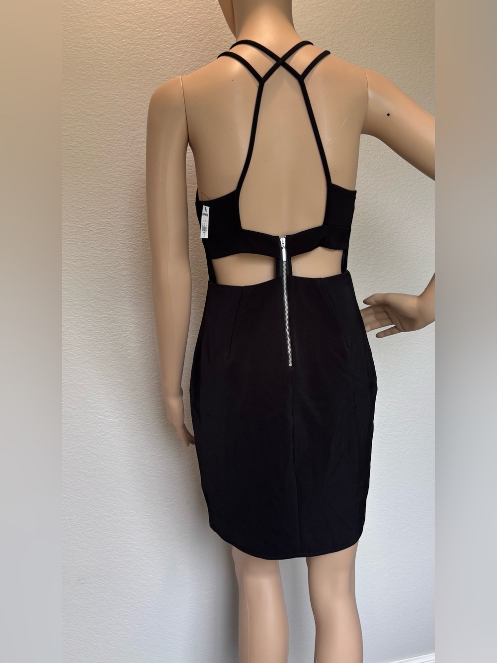 Express Black Asymmetrical Halter Sheath Dress - Picture 3 of 13